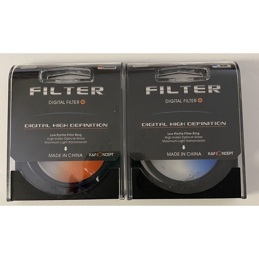 K&F Concept Digital High Definition Camera Lens Filter Kit‎ Blue Orange Lot of 2